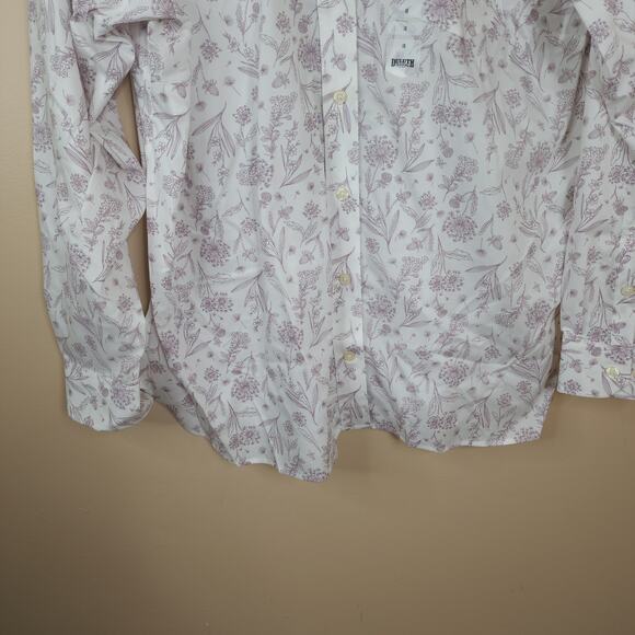 Duluth Plus Wrinklefighter Button Up Shirt White Lavendar Floral Plus Size 1X - Picture 4 of 9